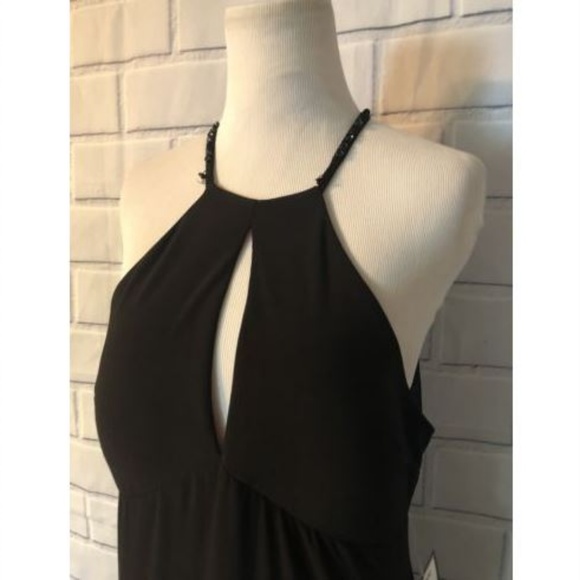 NWT Sequin Hearts Black Gown Beaded Keyhole Formal - Picture 2 of 8